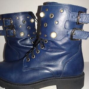 Stylish Blue Lace-Up Boots